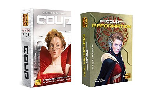 Coup Game Bundle Including Coup (The Dystopian Universe) and Coup Reformation Expansion by Indie Boards and Cards (2 Items)