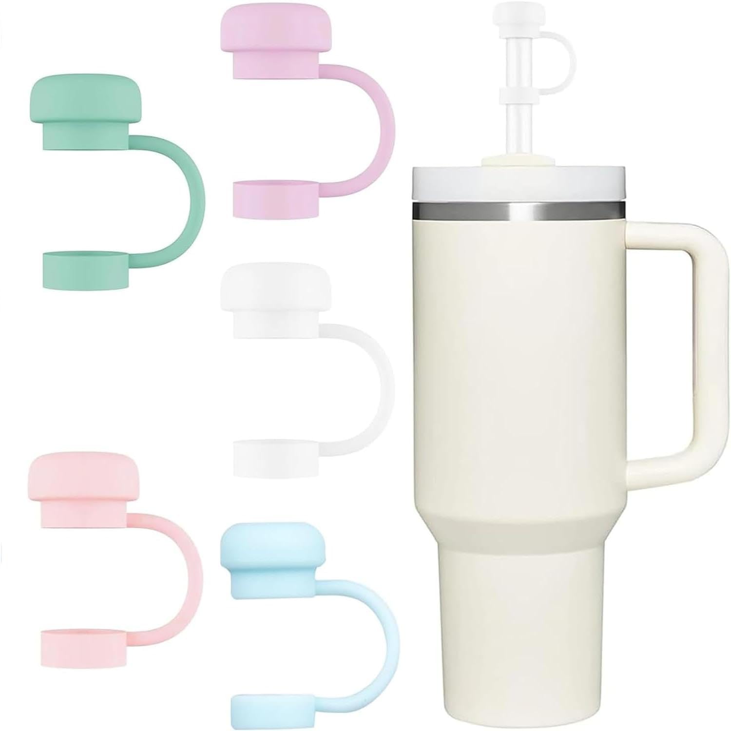 VELEGO 5pcs Straw Cover Caps,Dust-proof and leak-proof,Silicone Straw Topper Compatible with 30&40 Oz Tumbler for Stanley Cup 10mm Dust-Proof Drinking Straw Reusable Straw Tips Lids (Round Hat)