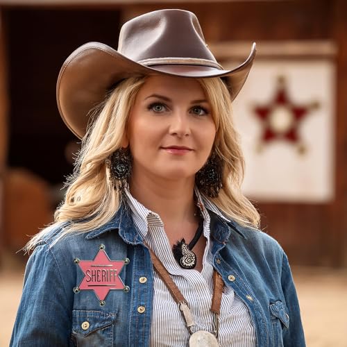 Pink Sheriff Badge | Cowgirl Pink Police Badge | Costume Accessory | 2.5H X 2.3W Inches | Pink/Silver3
