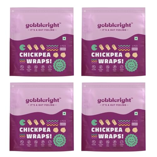 Gobbleright Chickpea Wraps - Pack of 1 (6 Wraps)/Gluten Free, Vegan, Dairy Free, Soya Free, Grain Free/Best for Burrito, Wraps, Tortilas, Tacos, Shawarmas and Rolls