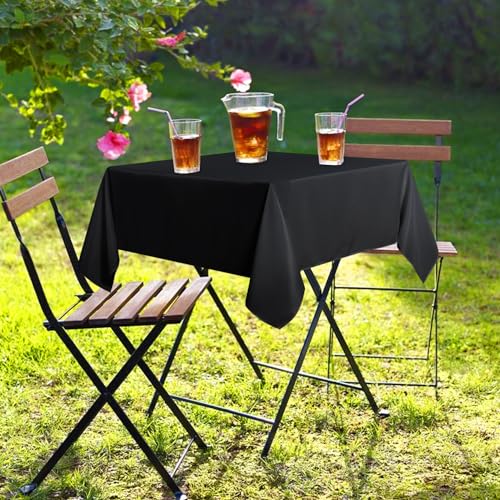 Image of sancua Small Square Tablecloth 36 x 36 Inch Black, Stain and Wrinkle Resistant Washable Polyester Table Cloth for Dining Buffet Party Decorative Fabric Table Cover for Nightstand End Bedside Tables