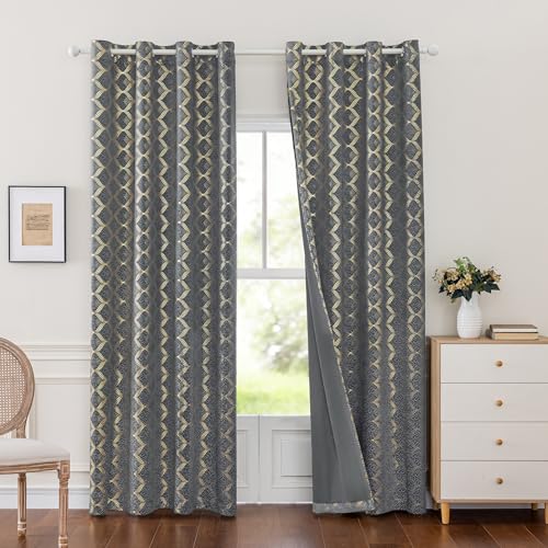 Ystyle Rideau Occultant Velours Lot De 2, 140x200cm, Rideaux Salon Rideau Thermique Isolant Anti Chaud Intérieurs, Rideau Phonique Anti Bruit, Moderne Chambre...