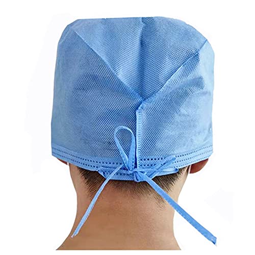 Blue Surgeon Caps Disposable Surgical Head Covers with Ties for Hospital Labs Working Hair Cap Unisize Disposable Hairnets (100)