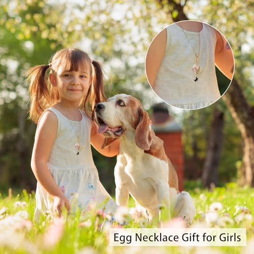 Easter Egg Necklace for Girls - Openable Enamel Pendant with Hidden Dog Charm, 2-in-1 Keychain & Bag Charm, Lead-Free Zinc Alloy Easter & Birthday Gift，Graduation Gift4