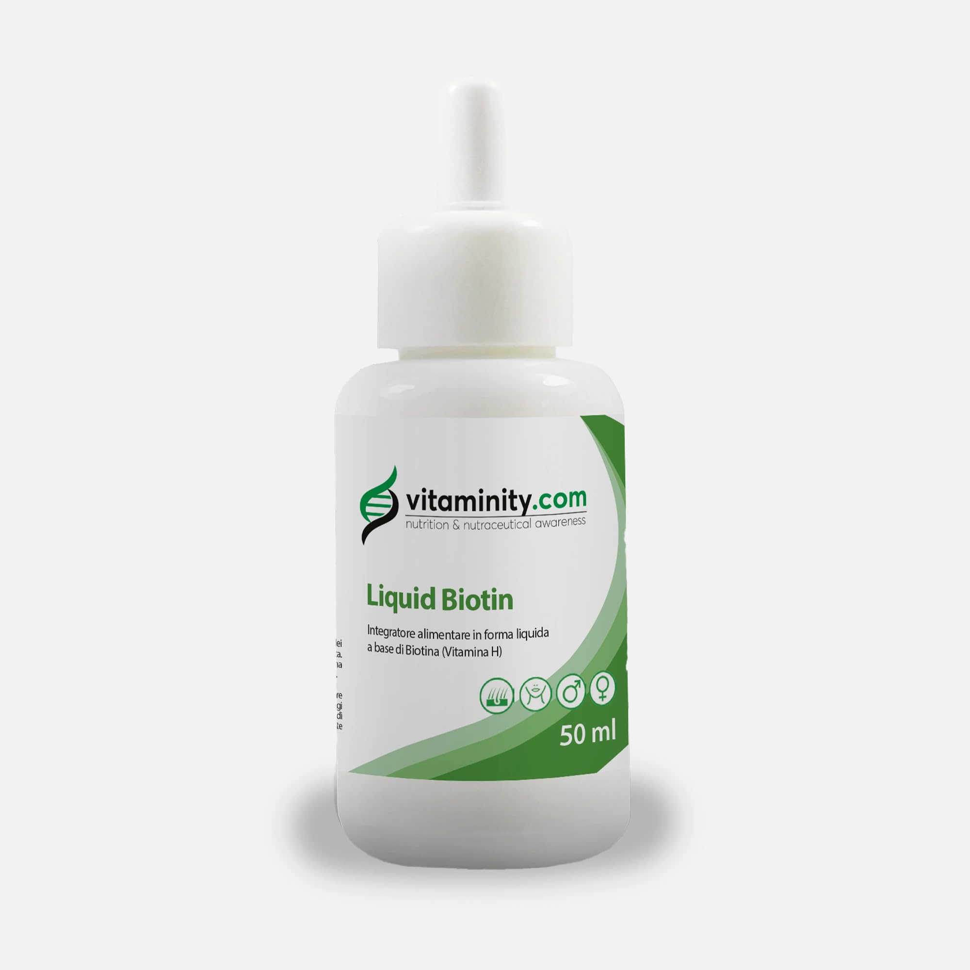 Vitaminity Biotina Liquida 50 ml 900 gocce 1 al giorno, Integratore Biotina per Capelli, Pelle e Unghie, Vitamina H ad alta biodisponibilità - Made in italy