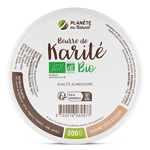 Beurre de Karité Bio AB 200 g - Qualité Alimentaire - 100% végétal