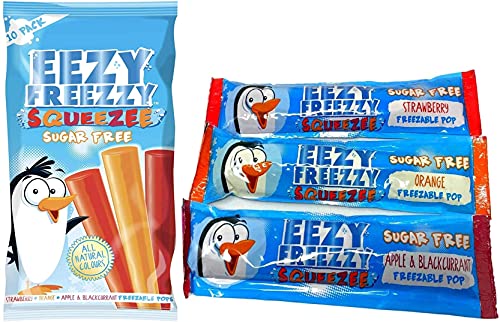 Sugar Free Eezy Freezzy Ice Lollies Pack of 2 (ie 20 X 50ml freeze pops) - Gluten Free - Vegan
