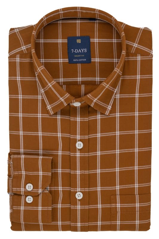 7-DAYS Men’s Premium Check Shirt – 100% Cotton, Tailored Fit (Bet...