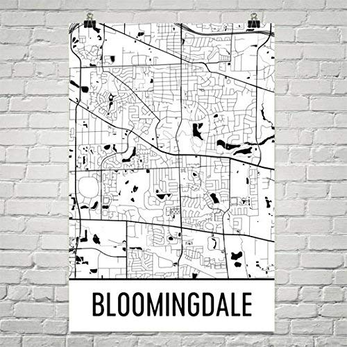 Bloomingdale IL Map, Bloomingdale Illinois Art, Bloomingdale Print