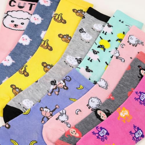 Image of Tipi Toe Women's Fun Patterned Dress Socks, 12-Pack Lightweight Colorful Crew Socks, Casual Novelty Assorted Designs