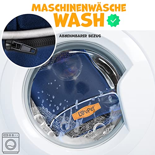 Lovpet® Orthopädisches Hundebett Hundekissen Hundekorb Relax, Inkl. Napf + 3X Kauknochen, Hundesofa für Kleine, Mittelgroße & Große Hunde, Bezug abnehmbar und waschbar, 91x71x22cm Navyblau