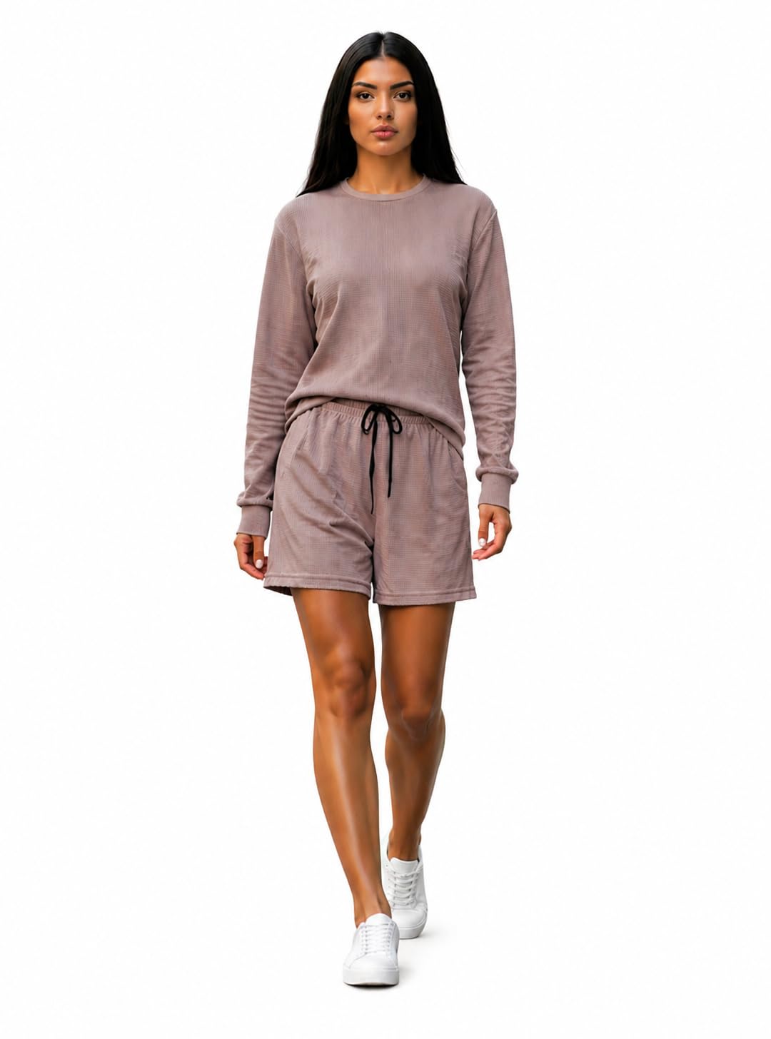 mack nora Women’s Cotton Tracksuit | Wafle Knit Stylish Tracksuit with Shorts | Comfortable All-Season Activewear-MN..231-picture-15