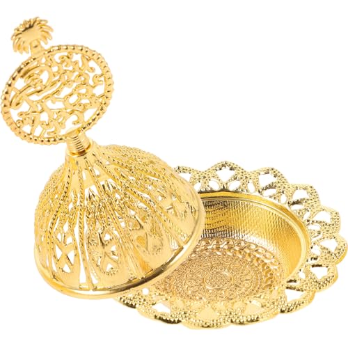 GALPADA Incensario Árabe Mini Dorado Pequeño de Metal Quemador de Incienso Diseño Hueco Estilo Torre Porta Incienso Decorativo para Aromaterapia y Decoración del Hogar