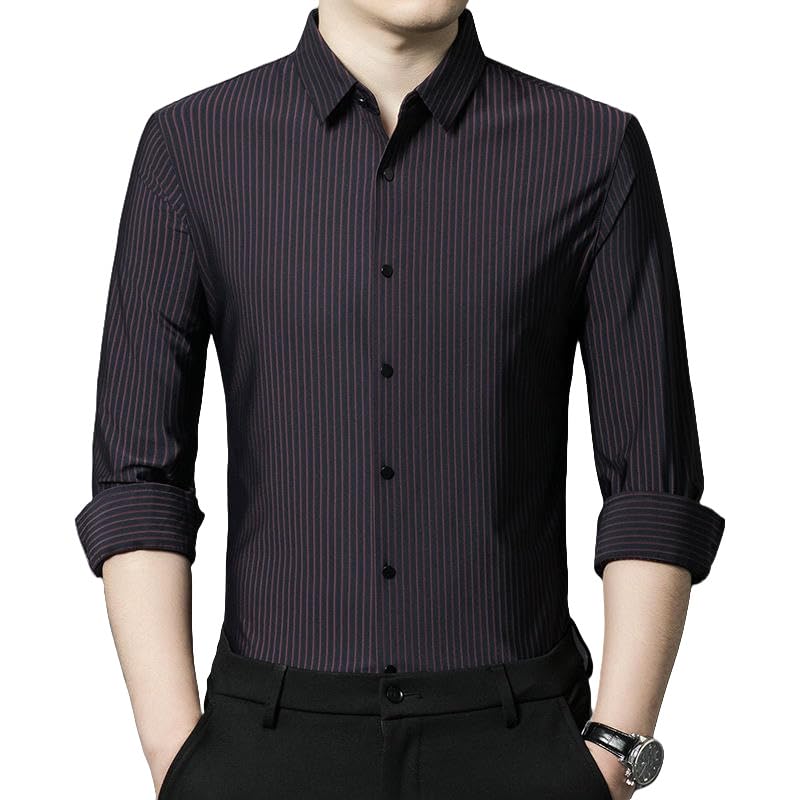 Camisa sin costuras a rayas de manga larga con acabado suave
