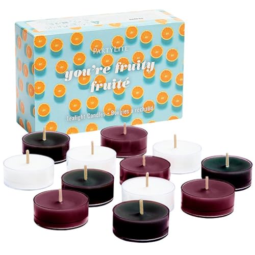 PartyLite Set of 12 Tea Lights Sampler Candles Aromatherapy Youre Fruity Scented Candles Gift Set Up to 4 to 6 Hours Burn Time