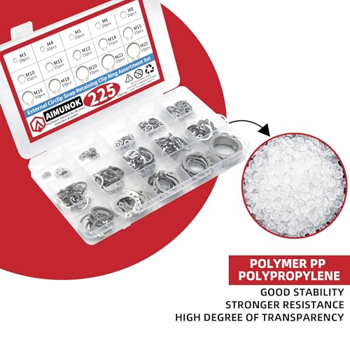 Aimunok SZJ-KH-011 225Pcs External Retaining Rings Snap Rings Assortment Kit thumb #4