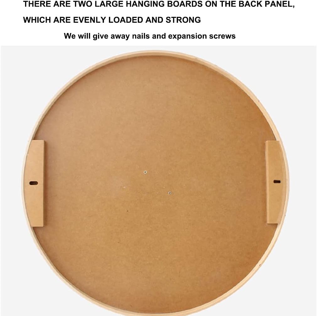 Cabinets Bathroom Round Wall-Mounted Wooden Storage Cabinet with Makeup Mirror Sliding Wooden Mirror Frame (Black 50cm)
