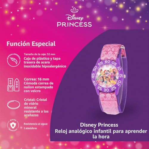 Reloj de Princesa Disney para niñas el regalo de cumpleaños perfecto con correa de nailon 4
