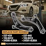 2Pcs Left & Right Side Front Lower Control Arms With Ball Joint Assembly Fit For Nissan Sentra 2020 2021 2022 2023 2024 Replaces 527-439 527-440 102-8412 102-8413 54501-6LB0A 54500-6LB0A