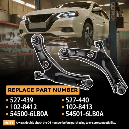 2Pcs Left & Right Side Front Lower Control Arms With Ball Joint Assembly Fit For Nissan Sentra 2020 2021 2022 2023 2024 Replaces 527-439 527-440 102-8412 102-8413 54501-6LB0A 54500-6LB0A