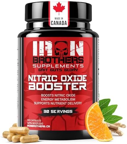Iron Brothers Nitric Oxide Booster – High Dose L-Arginine, L-Citrulline & Agmatine Sulfate – Stimulant Free Pre Workout for Muscle Pumps & Vascularity – Pine Bark Extract for Blood Flow – 120 Vegan Capsules