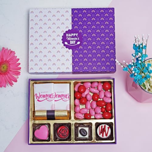 Image of Velvet Fine Chocolates Gift Hamper Nutty and sweet- 2 chocolate bars, 1 fruit and nut chocolate log, 75 gms Dragees(rose almond, cranberry), 4 assorted chocolates
