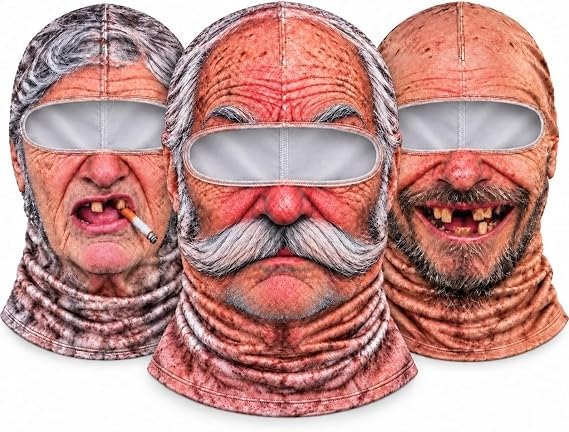 Old Man Ski Mask Funny Realistic Face - Ski Mask 3D Print Windproof - image 1