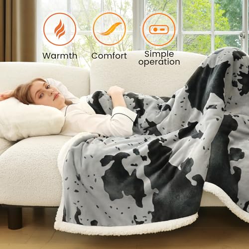 Image of Heated Blanket Throw Blanket - Fast Heating Electric Blanket, Soft Flannel Heated Throw with 4 Time Settings,10 Heating Settings, Warm Gifts for Women & Mom & Grandma