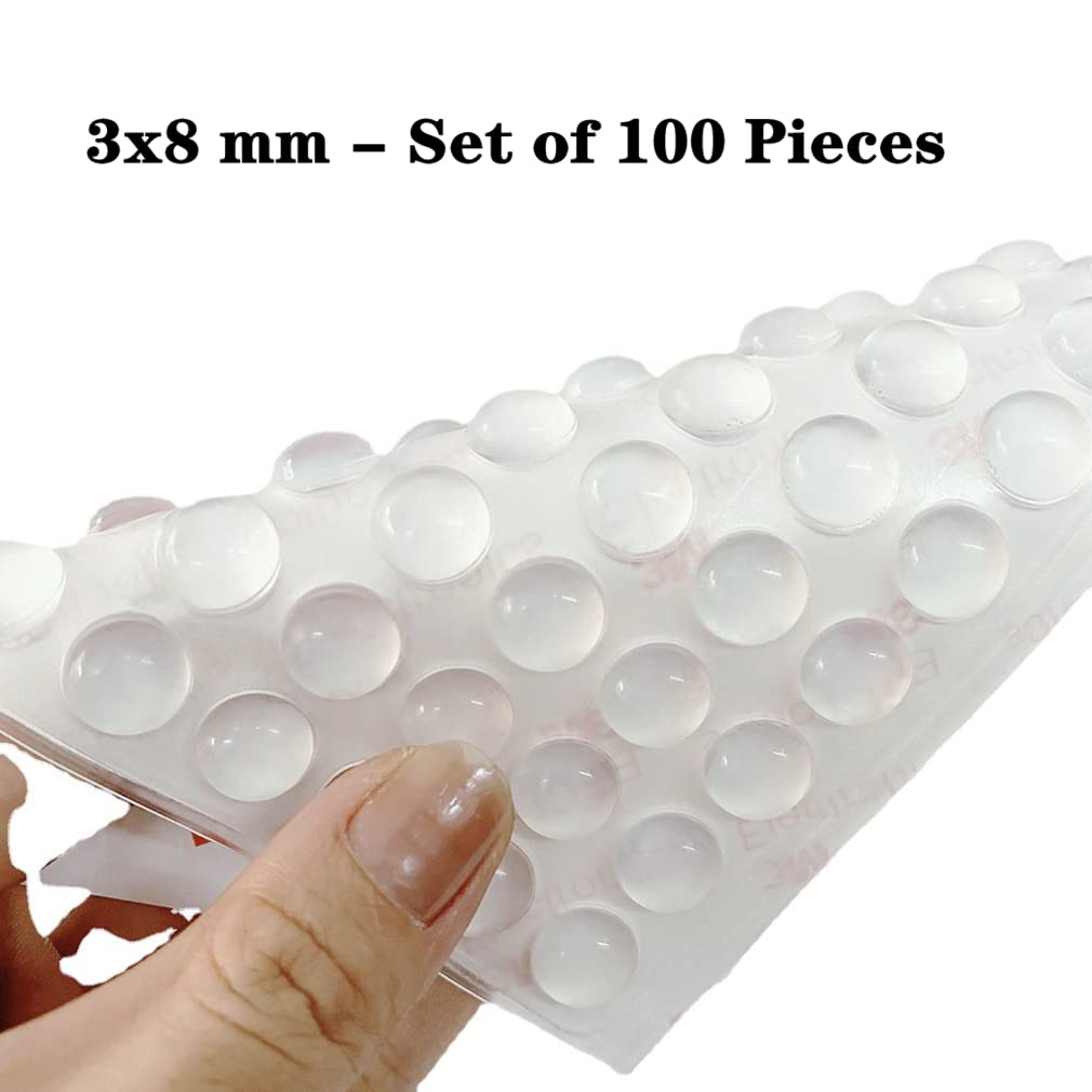 FDSHIP Round Adhesive Silicone Bumper Door Cabinet Drawer Safety Stopper Mute Buffer (3x8 mm, Clear) -Set of 100 Pieces, 1 Sheet — Amazon image 2