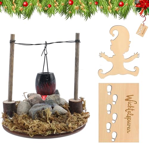 Wichtel Zubehör Weihnachten Wichtel Feuerstelle mit Hängendem...