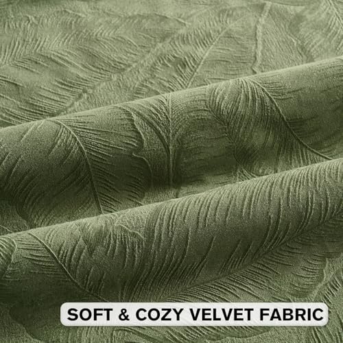 Image of FUTEI Pack of 2 Velvet Throw Pillow Covers 18x18 Inch Soft Embossed Leaf-Relief Textured Decorative Cushion Cases Modern Natural Farmhouse Accent for Couch Bed Living Room, Sage Green