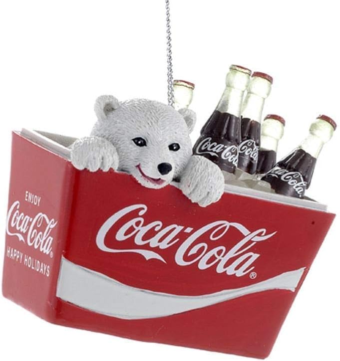 Coca-Cola Kurt Adler Polar Bear Cub in Coke Cooler Ornament, 2.75-Inch