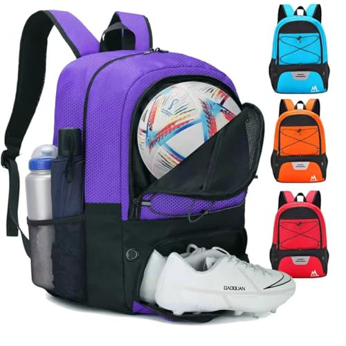 Hsmihair Soccer Bag-Soccer Backpack&Backpack for & Football Volleyball & Basketball with Ball Compartment and Separate Cleat (Purple)