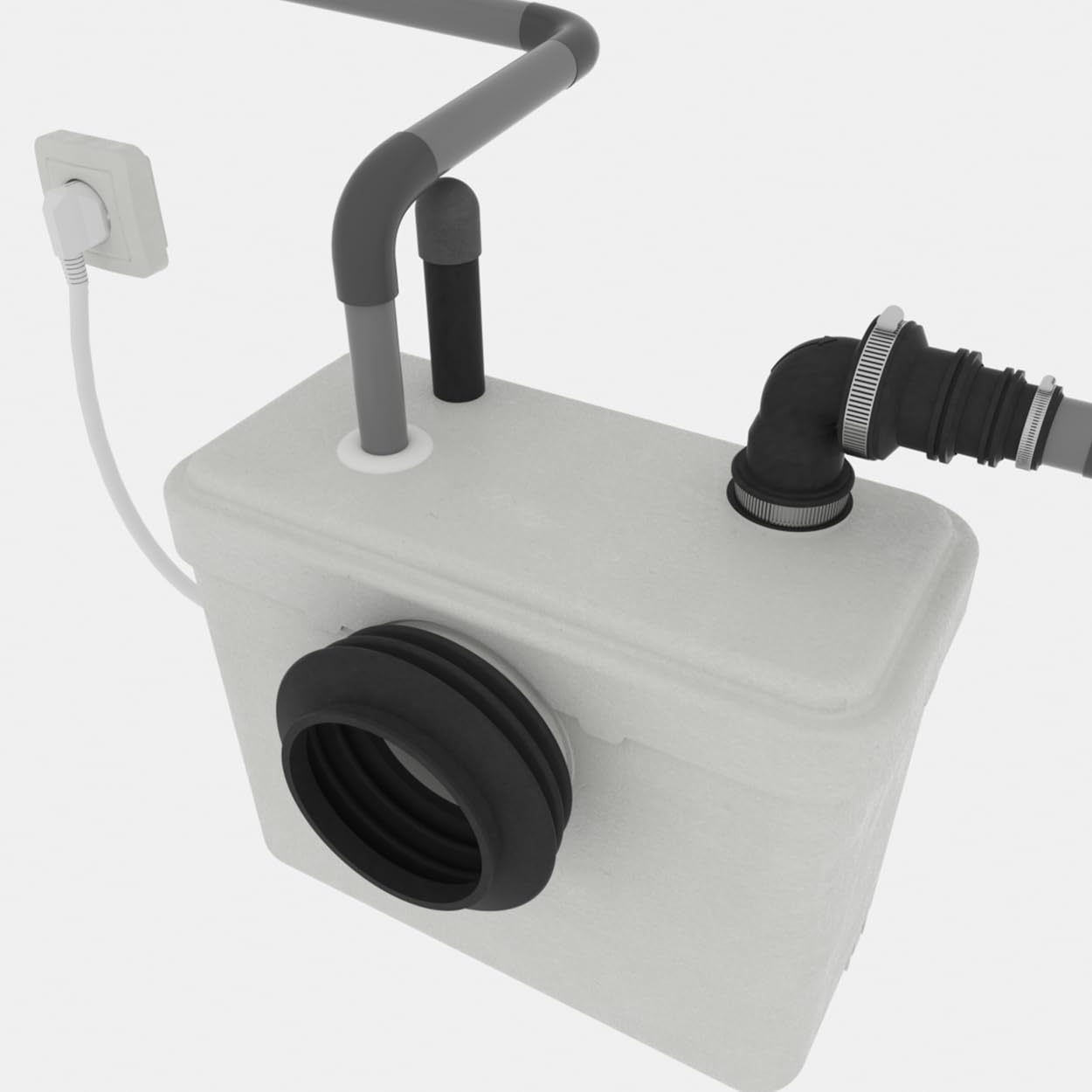 1 - Broyeur WC Adaptable, 1 entrée WC et 1 entrée lavabo, Installation Facile, Moteur 400W, Relevage 3m Vertical et 30m Horizontal, Compact et Discret, Fabrication Française, Garantie 3 Ans