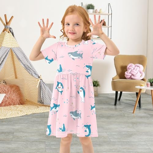 Girls Dress Short Sleeve A-Line Casual Dresses Summer Sundress for Toddler Kids 2-8 Years3