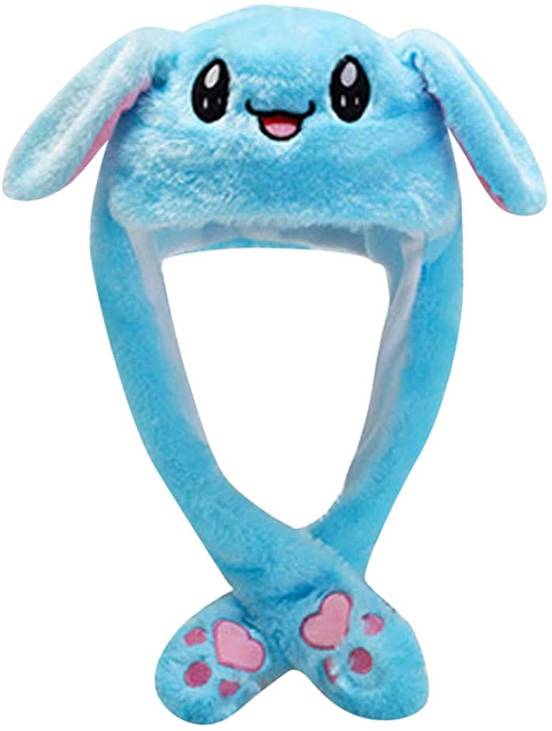 CICILIAYAFunny Plush Bunny Hat Ear Moving Jumping Rabbit Cute Animal Flap Cap Unisex for Women Girls Children Party Holiday Halloween Easter Christmas Birthday Dressup Cosplay Costume Gift with Paws