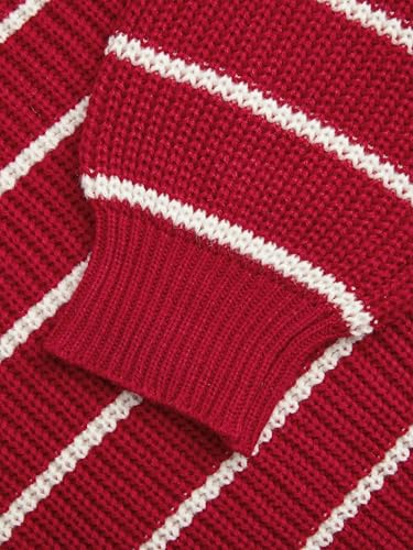 Image of CIDER Women's Cropped Striped Sweater Long Sleeve Crew Neck Trendy Pullover Tops