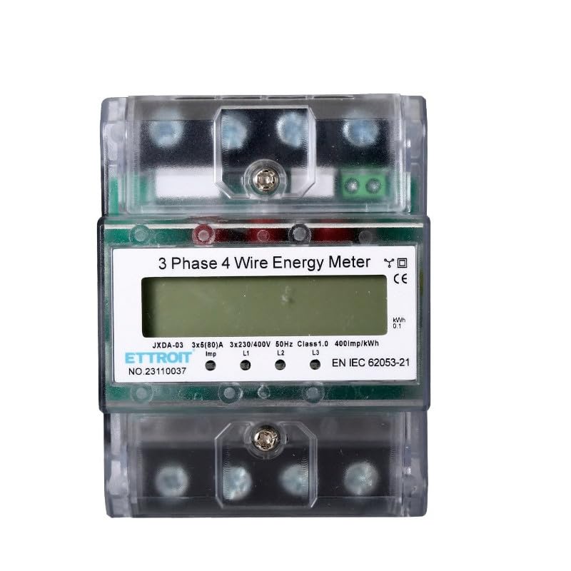 ETTROIT - CONTATORE ENERGIA ELETTRICA TRIFASE SU GUIDA DIN 220V - 380V 5-80A 4 MODULI