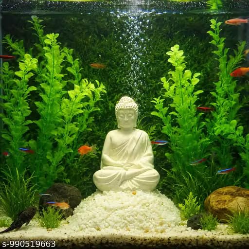 Mistletoe Handcrafted Dhyan Buddha Statue Aquarium Pond Fountains and Water or Fish Tank (White)-image-5