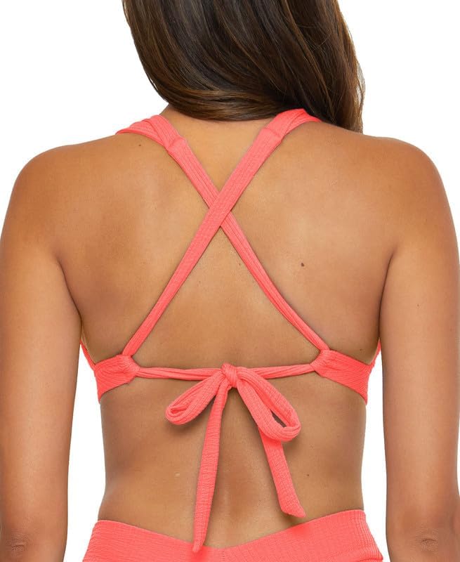 BECCA Women's Pucker Up Tear Drop Bikini Top (Coral Crush, Medium)