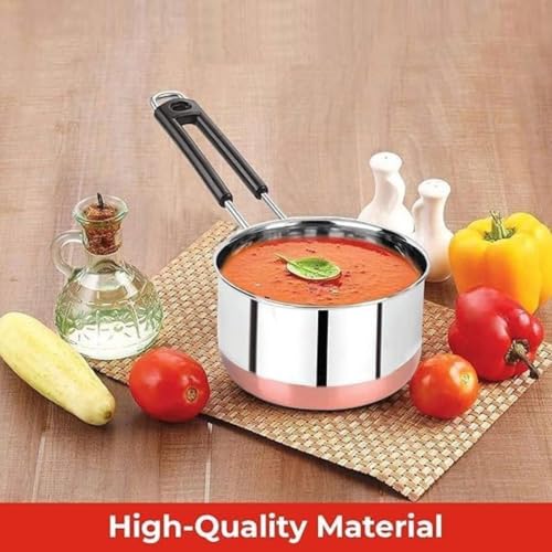Image of Stainless Steel Saucepan Copper Bottom Induction Compatible Milk Pan 1 Pc