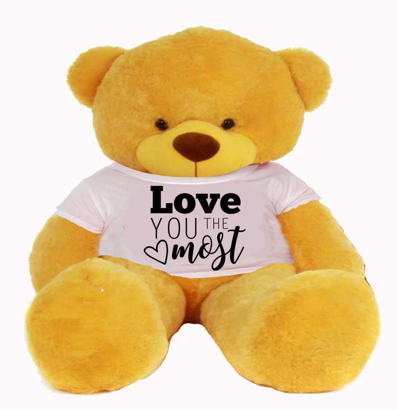 LOVEY DOVEY Big Teddy Bear for Gift of Any Occasion Wearing a “Love You Most T-Shirt 3 feet Yellow