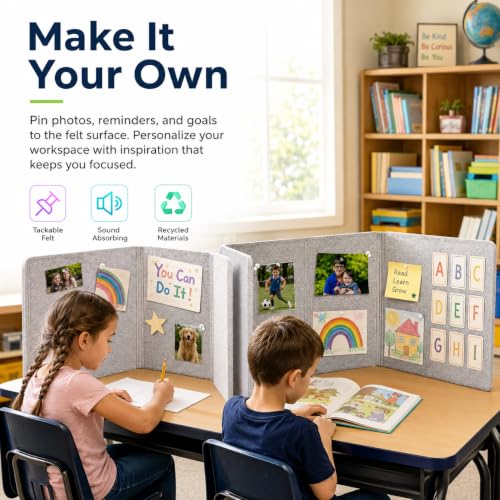 Practical Products Portable Acoustic Divider - Home Office freestanding - Classroom - Teaching Organizers - Desk Space countertops - Testing Centers - Sound dampening - Computer Desk - Image 3