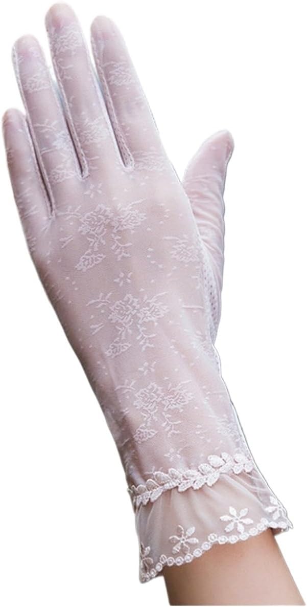 Women Sunscreen Short Sun Female Gloves Ice Silk Lace Driving of thin touch Screen Lady