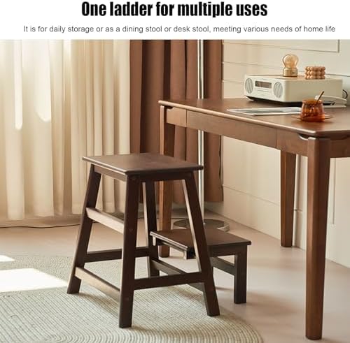 Folding Step Stool 2 Tier Multi-Purpose Wood Step Ladder, Modern Folding Ladder Chair for Home, Library