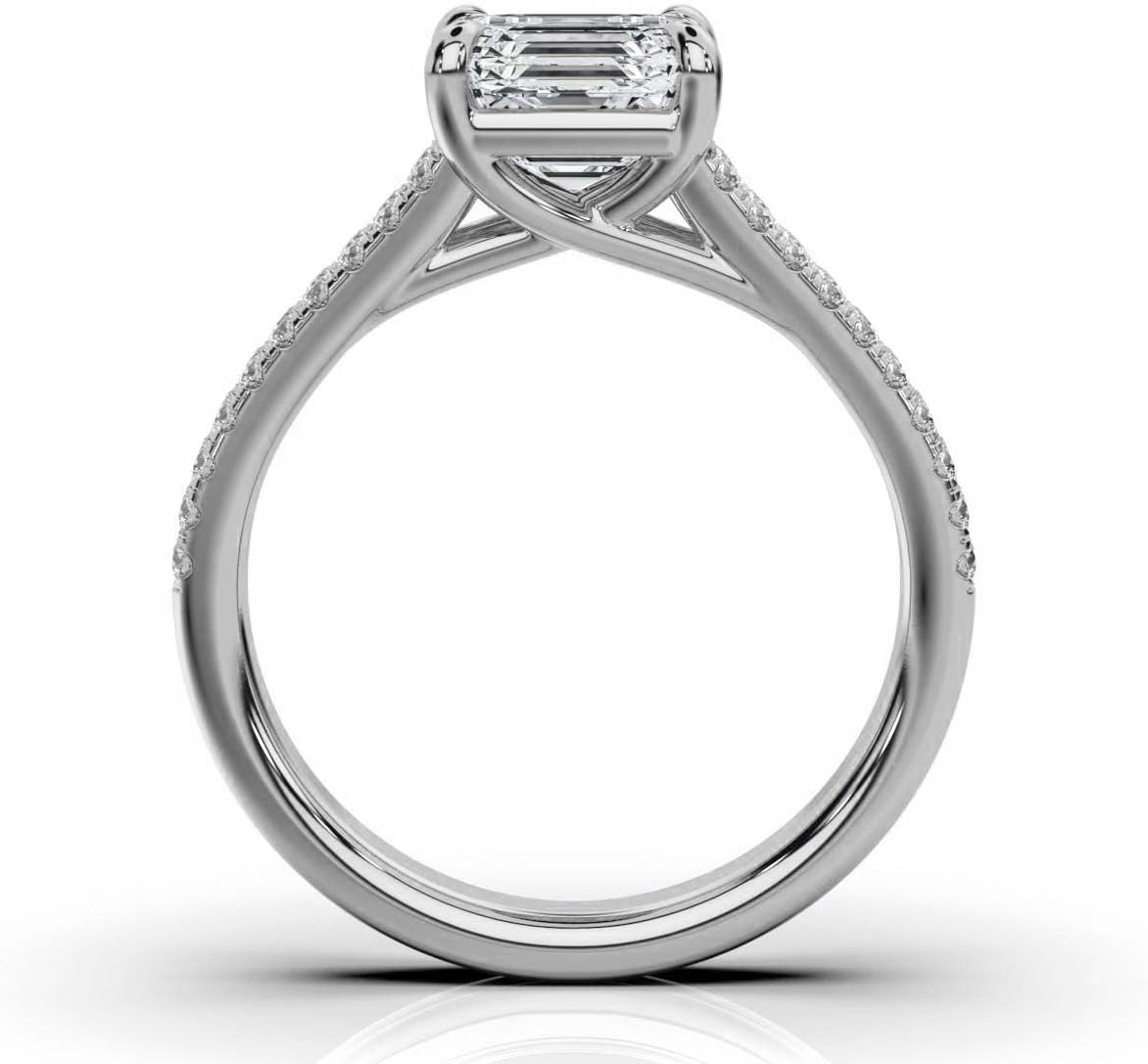 1-5 Ct Asscher Cut Moissanite Engagement Ring For Women Colorless VVS1 10K 14K 18K Solid Gold & 925 Sterling Silver Ohana Split Shank Ring Christmas Gift For Her