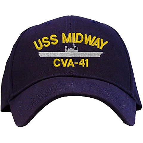 USS Midway CVA-41 Embroidered Baseball Cap - Navy Blue Cover