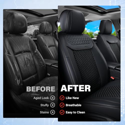 Image of Coverado 2 in 1 Front Seat Covers for Car, Conversions Between Warm Suede and Cold Ice Silk for Car Seat Protector Car Accessories Universal Fit for Most Cars SUVs and Trucks(Black)