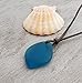 YInahawaii Handmade leather cord puff sea glass necklace, unisex jewelry, (Hawaii Gift Wrapped, Customizable Gift Message)… (Teal)