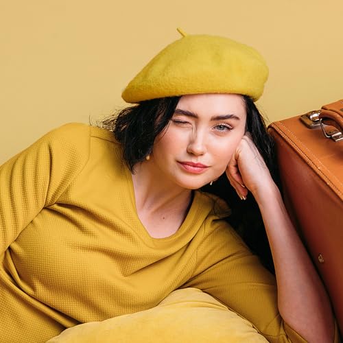Image of Klong Women Wool Beret Hat French Style Solid Color